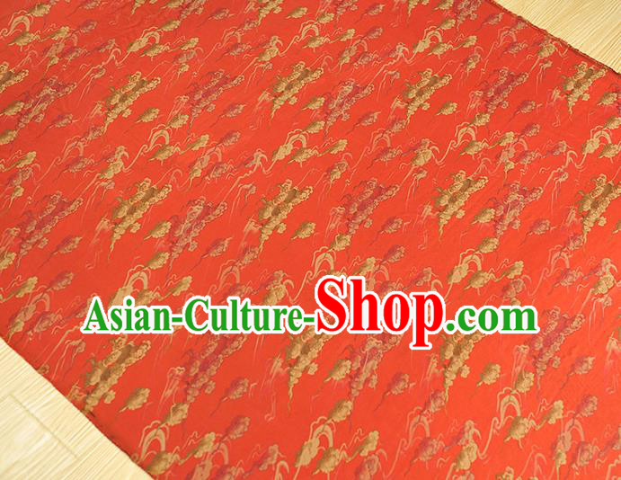 Chinese Traditional Red Silk Fabric Cheongsam Gambiered Guangdong Gauze Classical Clouds Pattern Silk Material Chinese Traditional Red Silk Fabric Cheongsam Gambiered Guangdong Gauze Classical Clouds Pattern Silk Material