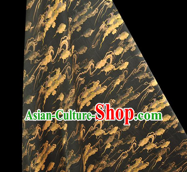 Chinese Classical Clouds Pattern Silk Material Traditional Black Satin Fabric Cheongsam Gambiered Guangdong Gauze Chinese Classical Clouds Pattern Silk Material Traditional Black Satin Fabric Cheongsam Gambiered Guangdong Gauze