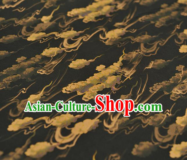 Chinese Classical Clouds Pattern Silk Material Traditional Black Satin Fabric Cheongsam Gambiered Guangdong Gauze Chinese Classical Clouds Pattern Silk Material Traditional Black Satin Fabric Cheongsam Gambiered Guangdong Gauze