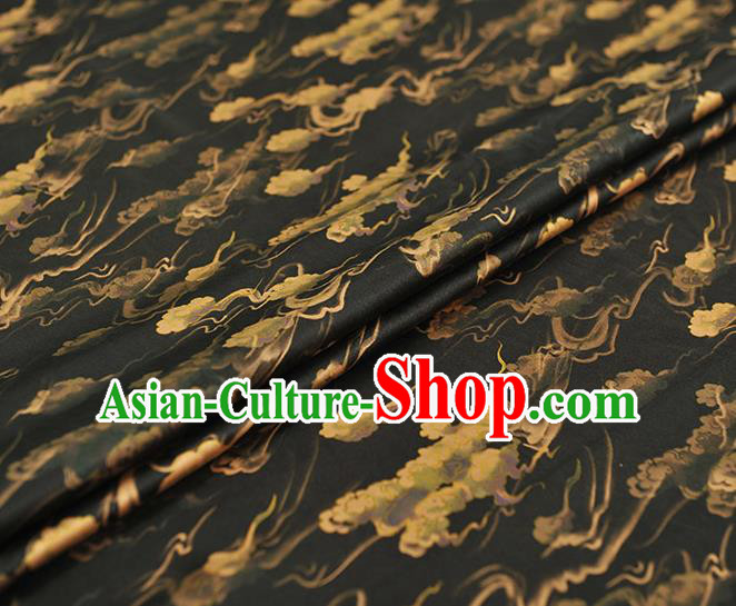 Chinese Classical Clouds Pattern Silk Material Traditional Black Satin Fabric Cheongsam Gambiered Guangdong Gauze Chinese Classical Clouds Pattern Silk Material Traditional Black Satin Fabric Cheongsam Gambiered Guangdong Gauze