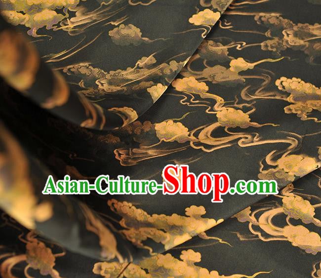 Chinese Classical Clouds Pattern Silk Material Traditional Black Satin Fabric Cheongsam Gambiered Guangdong Gauze Chinese Classical Clouds Pattern Silk Material Traditional Black Satin Fabric Cheongsam Gambiered Guangdong Gauze