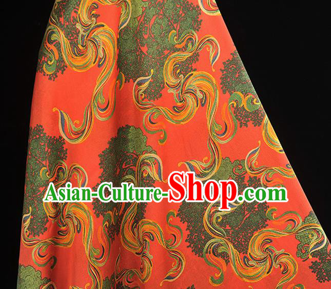 Chinese Cheongsam Red Gambiered Guangdong Gauze Traditional Satin Fabric Classical Pattern Silk Material Chinese Cheongsam Red Gambiered Guangdong Gauze Traditional Satin Fabric Classical Pattern Silk Material