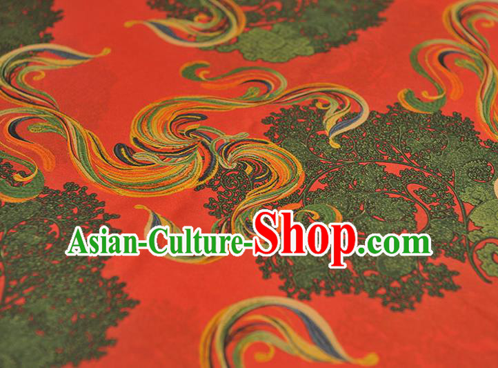 Chinese Cheongsam Red Gambiered Guangdong Gauze Traditional Satin Fabric Classical Pattern Silk Material Chinese Cheongsam Red Gambiered Guangdong Gauze Traditional Satin Fabric Classical Pattern Silk Material