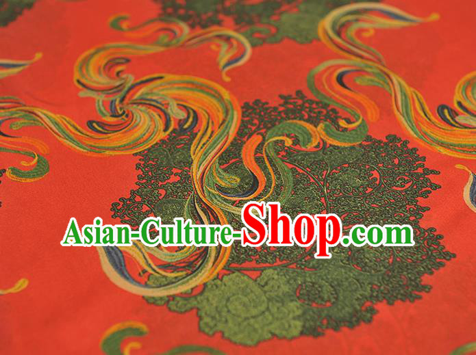 Chinese Cheongsam Red Gambiered Guangdong Gauze Traditional Satin Fabric Classical Pattern Silk Material Chinese Cheongsam Red Gambiered Guangdong Gauze Traditional Satin Fabric Classical Pattern Silk Material