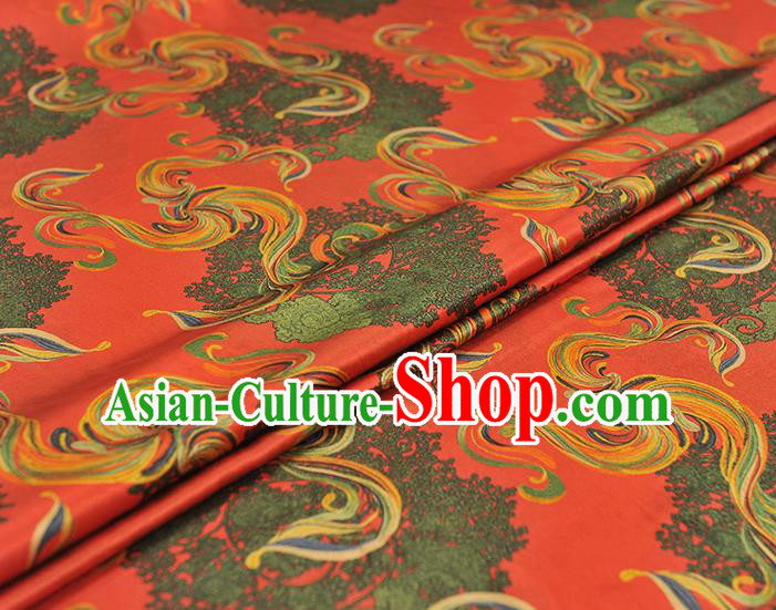 Chinese Cheongsam Red Gambiered Guangdong Gauze Traditional Satin Fabric Classical Pattern Silk Material Chinese Cheongsam Red Gambiered Guangdong Gauze Traditional Satin Fabric Classical Pattern Silk Material