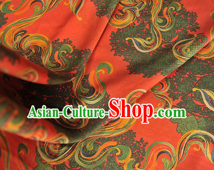 Chinese Cheongsam Red Gambiered Guangdong Gauze Traditional Satin Fabric Classical Pattern Silk Material Chinese Cheongsam Red Gambiered Guangdong Gauze Traditional Satin Fabric Classical Pattern Silk Material