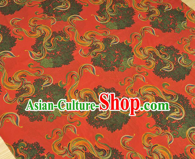 Chinese Cheongsam Red Gambiered Guangdong Gauze Traditional Satin Fabric Classical Pattern Silk Material Chinese Cheongsam Red Gambiered Guangdong Gauze Traditional Satin Fabric Classical Pattern Silk Material