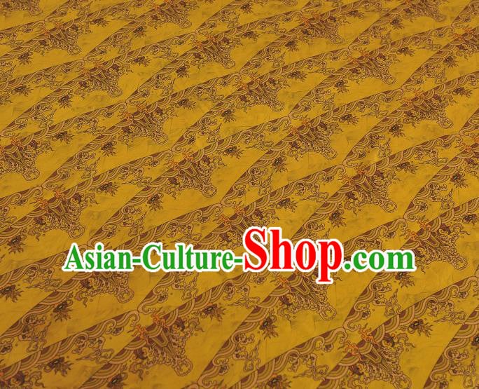 Chinese Classical Waves Pattern Silk Material Cheongsam Gambiered Guangdong Gauze Traditional Yellow Satin Fabric Chinese Classical Waves Pattern Silk Material Cheongsam Gambiered Guangdong Gauze Traditional Yellow Satin Fabric