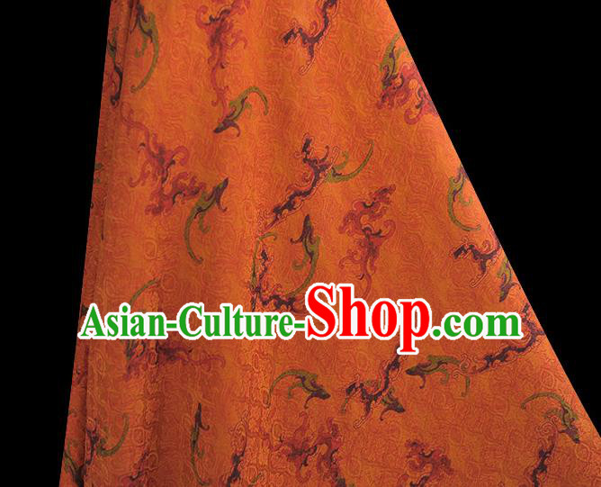 Chinese Cheongsam Ginger Gambiered Guangdong Gauze Classical Clouds Pattern Silk Material Traditional Jacquard Fabric