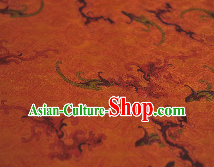 Chinese Cheongsam Ginger Gambiered Guangdong Gauze Classical Clouds Pattern Silk Material Traditional Jacquard Fabric