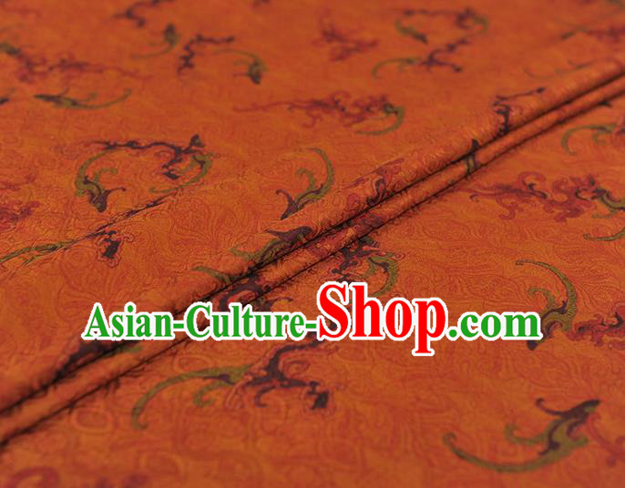 Chinese Cheongsam Ginger Gambiered Guangdong Gauze Classical Clouds Pattern Silk Material Traditional Jacquard Fabric