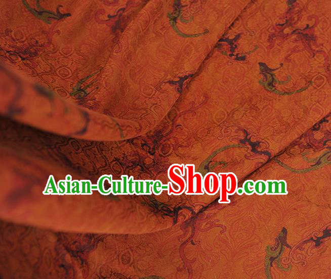 Chinese Cheongsam Ginger Gambiered Guangdong Gauze Classical Clouds Pattern Silk Material Traditional Jacquard Fabric
