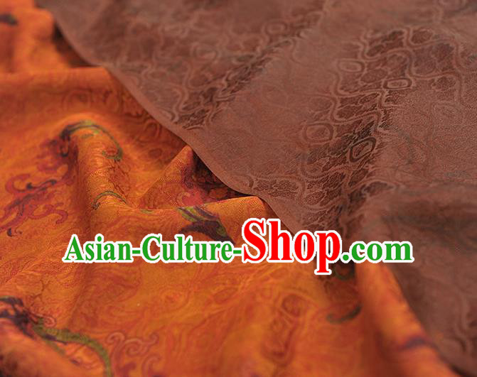 Chinese Cheongsam Ginger Gambiered Guangdong Gauze Classical Clouds Pattern Silk Material Traditional Jacquard Fabric