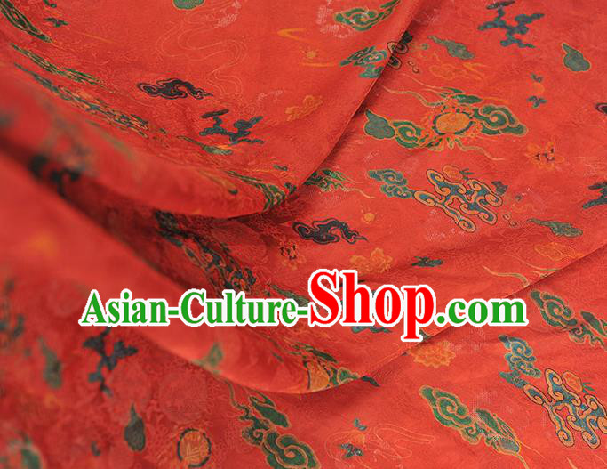 Traditional Red Jacquard Material Gambiered Guangdong Gauze Chinese Cheongsam Classical Clouds Pattern Silk Fabric Traditional Red Jacquard Material Gambiered Guangdong Gauze Chinese Cheongsam Classical Clouds Pattern Silk Fabric