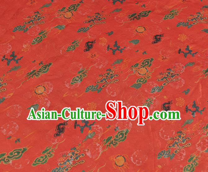 Traditional Red Jacquard Material Gambiered Guangdong Gauze Chinese Cheongsam Classical Clouds Pattern Silk Fabric Traditional Red Jacquard Material Gambiered Guangdong Gauze Chinese Cheongsam Classical Clouds Pattern Silk Fabric