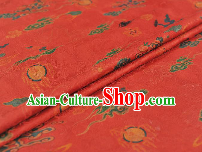 Traditional Red Jacquard Material Gambiered Guangdong Gauze Chinese Cheongsam Classical Clouds Pattern Silk Fabric Traditional Red Jacquard Material Gambiered Guangdong Gauze Chinese Cheongsam Classical Clouds Pattern Silk Fabric