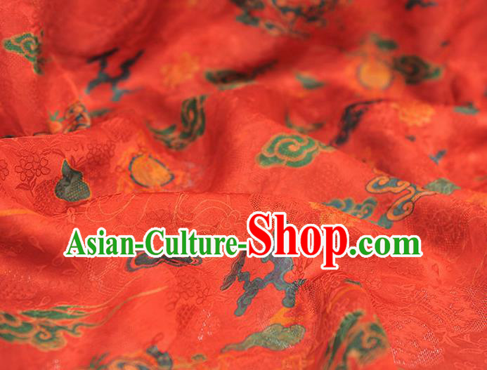 Traditional Red Jacquard Material Gambiered Guangdong Gauze Chinese Cheongsam Classical Clouds Pattern Silk Fabric Traditional Red Jacquard Material Gambiered Guangdong Gauze Chinese Cheongsam Classical Clouds Pattern Silk Fabric
