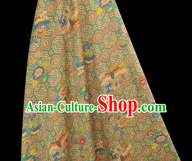 Chinese Classical Phoenix Pattern Silk Fabric Traditional Satin Material Cheongsam Gambiered Guangdong Gauze Chinese Classical Phoenix Pattern Silk Fabric Traditional Satin Material Cheongsam Gambiered Guangdong Gauze