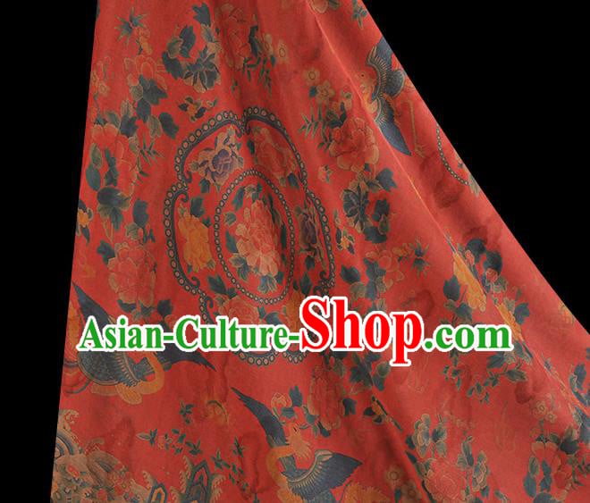China Classical Cheongsam Gambiered Guangdong Gauze Cloth Traditional Peony Phoenix Pattern Red Silk Fabric China Classical Cheongsam Gambiered Guangdong Gauze Cloth Traditional Peony Phoenix Pattern Red Silk Fabric