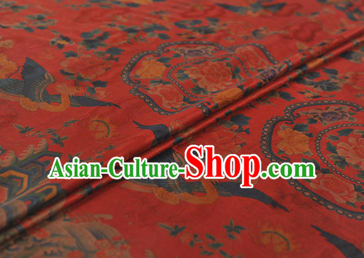 China Classical Cheongsam Gambiered Guangdong Gauze Cloth Traditional Peony Phoenix Pattern Red Silk Fabric China Classical Cheongsam Gambiered Guangdong Gauze Cloth Traditional Peony Phoenix Pattern Red Silk Fabric