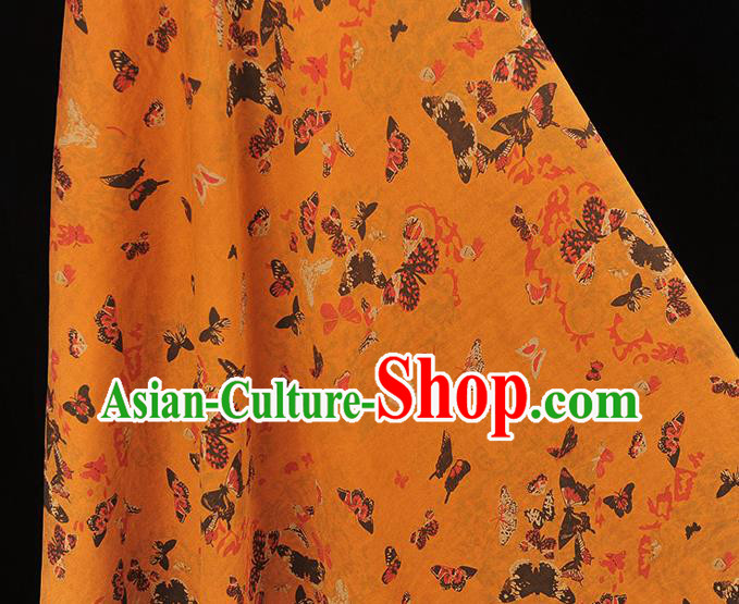 Chinese Cheongsam Gambiered Guangdong Gauze Traditional Butterfly Pattern Ginger Silk Fabric Chinese Cheongsam Gambiered Guangdong Gauze Traditional Butterfly Pattern Ginger Silk Fabric