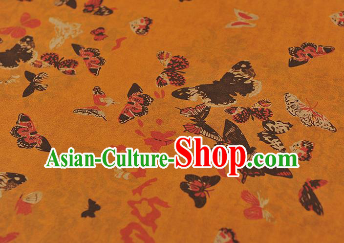 Chinese Cheongsam Gambiered Guangdong Gauze Traditional Butterfly Pattern Ginger Silk Fabric Chinese Cheongsam Gambiered Guangdong Gauze Traditional Butterfly Pattern Ginger Silk Fabric