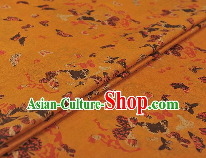 Chinese Cheongsam Gambiered Guangdong Gauze Traditional Butterfly Pattern Ginger Silk Fabric Chinese Cheongsam Gambiered Guangdong Gauze Traditional Butterfly Pattern Ginger Silk Fabric