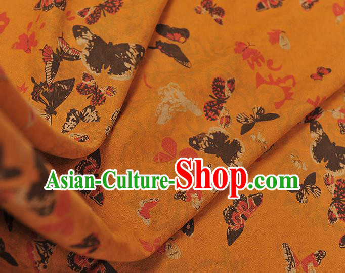 Chinese Cheongsam Gambiered Guangdong Gauze Traditional Butterfly Pattern Ginger Silk Fabric Chinese Cheongsam Gambiered Guangdong Gauze Traditional Butterfly Pattern Ginger Silk Fabric