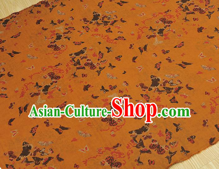 Chinese Cheongsam Gambiered Guangdong Gauze Traditional Butterfly Pattern Ginger Silk Fabric Chinese Cheongsam Gambiered Guangdong Gauze Traditional Butterfly Pattern Ginger Silk Fabric