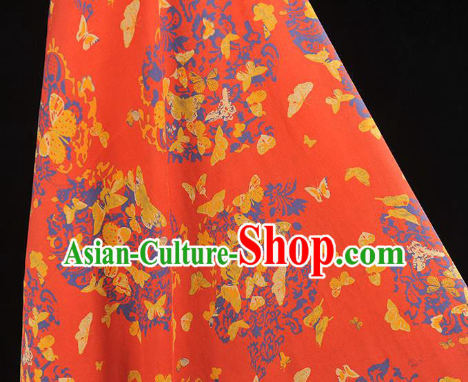 Chinese Red Gambiered Guangdong Gauze Traditional Butterfly Pattern Silk Fabric Cheongsam Material Chinese Red Gambiered Guangdong Gauze Traditional Butterfly Pattern Silk Fabric Cheongsam Material