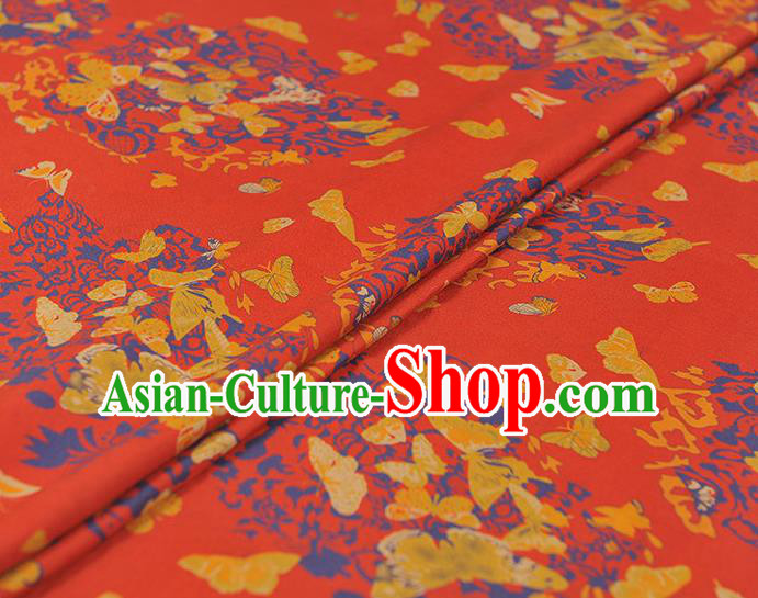 Chinese Red Gambiered Guangdong Gauze Traditional Butterfly Pattern Silk Fabric Cheongsam Material Chinese Red Gambiered Guangdong Gauze Traditional Butterfly Pattern Silk Fabric Cheongsam Material