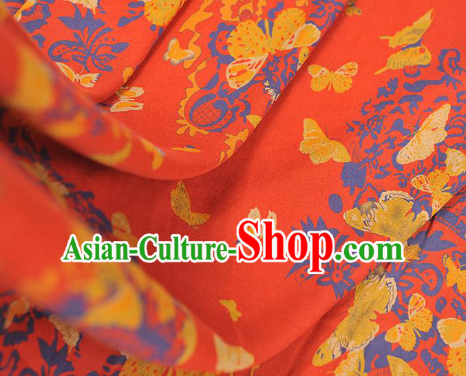 Chinese Red Gambiered Guangdong Gauze Traditional Butterfly Pattern Silk Fabric Cheongsam Material Chinese Red Gambiered Guangdong Gauze Traditional Butterfly Pattern Silk Fabric Cheongsam Material