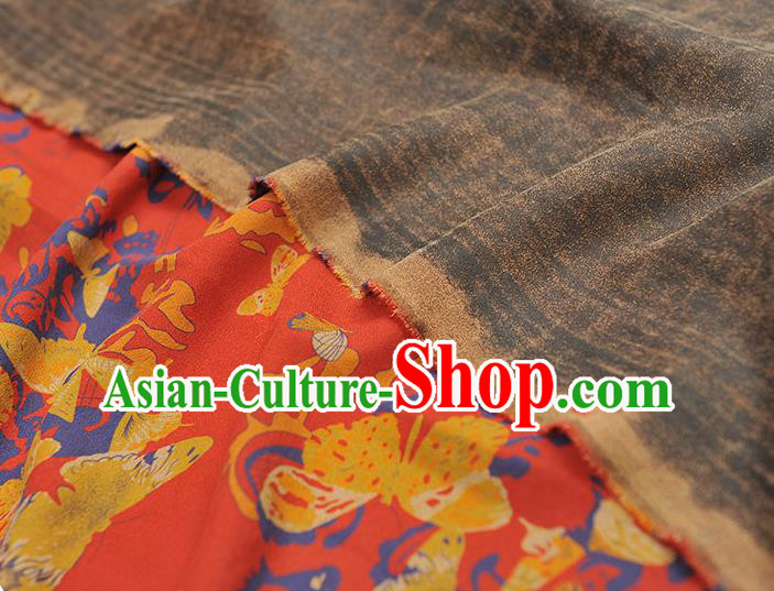 Chinese Red Gambiered Guangdong Gauze Traditional Butterfly Pattern Silk Fabric Cheongsam Material Chinese Red Gambiered Guangdong Gauze Traditional Butterfly Pattern Silk Fabric Cheongsam Material