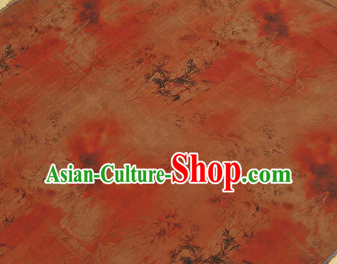 Chinese Orange Gambiered Guangdong Gauze Cheongsam Material Traditional Bamboo Pattern Silk Fabric Chinese Orange Gambiered Guangdong Gauze Cheongsam Material Traditional Bamboo Pattern Silk Fabric
