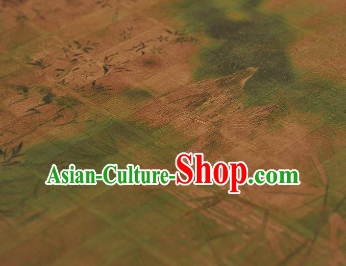 Chinese Traditional Bamboo Pattern Silk Fabric Ginger Gambiered Guangdong Gauze Classical Cheongsam Material Chinese Traditional Bamboo Pattern Silk Fabric Ginger Gambiered Guangdong Gauze Classical Cheongsam Material