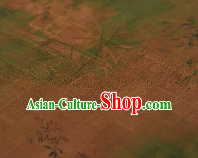 Chinese Traditional Bamboo Pattern Silk Fabric Ginger Gambiered Guangdong Gauze Classical Cheongsam Material Chinese Traditional Bamboo Pattern Silk Fabric Ginger Gambiered Guangdong Gauze Classical Cheongsam Material