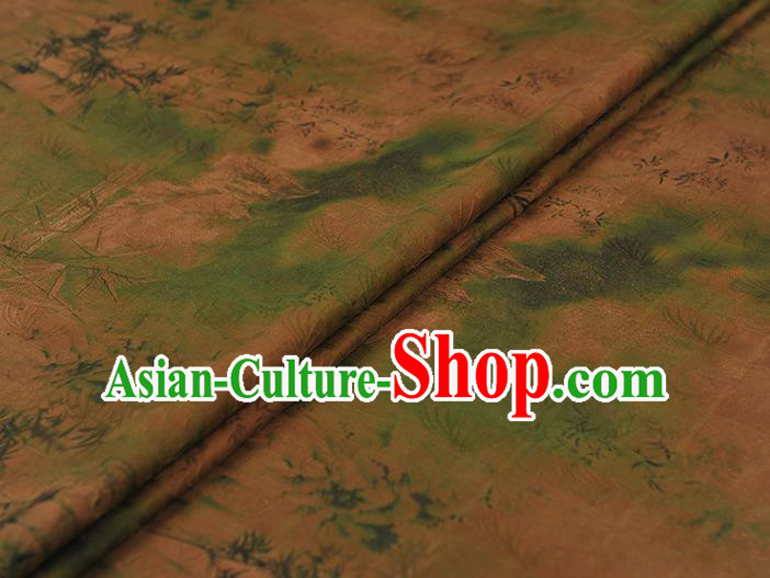 Chinese Traditional Bamboo Pattern Silk Fabric Ginger Gambiered Guangdong Gauze Classical Cheongsam Material Chinese Traditional Bamboo Pattern Silk Fabric Ginger Gambiered Guangdong Gauze Classical Cheongsam Material