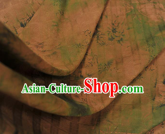 Chinese Traditional Bamboo Pattern Silk Fabric Ginger Gambiered Guangdong Gauze Classical Cheongsam Material Chinese Traditional Bamboo Pattern Silk Fabric Ginger Gambiered Guangdong Gauze Classical Cheongsam Material