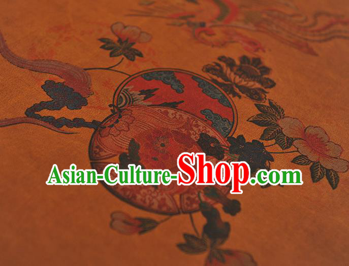 Chinese Traditional Phoenix Pattern Silk Fabric Classical Cheongsam Material Ginger Gambiered Guangdong Gauze Chinese Traditional Phoenix Pattern Silk Fabric Classical Cheongsam Material Ginger Gambiered Guangdong Gauze