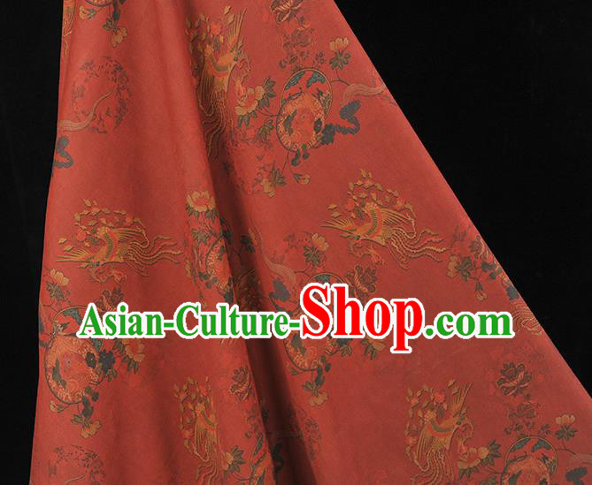 Chinese Classical Cheongsam Material Red Gambiered Guangdong Gauze Traditional Phoenix Pattern Silk Fabric Chinese Classical Cheongsam Material Red Gambiered Guangdong Gauze Traditional Phoenix Pattern Silk Fabric