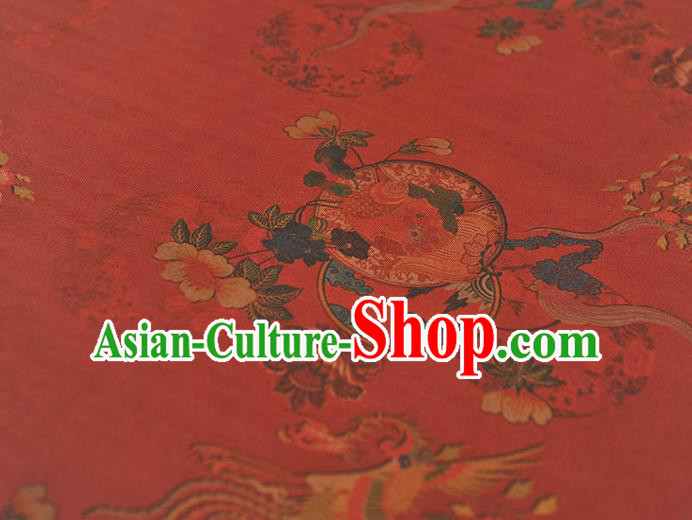 Chinese Classical Cheongsam Material Red Gambiered Guangdong Gauze Traditional Phoenix Pattern Silk Fabric Chinese Classical Cheongsam Material Red Gambiered Guangdong Gauze Traditional Phoenix Pattern Silk Fabric