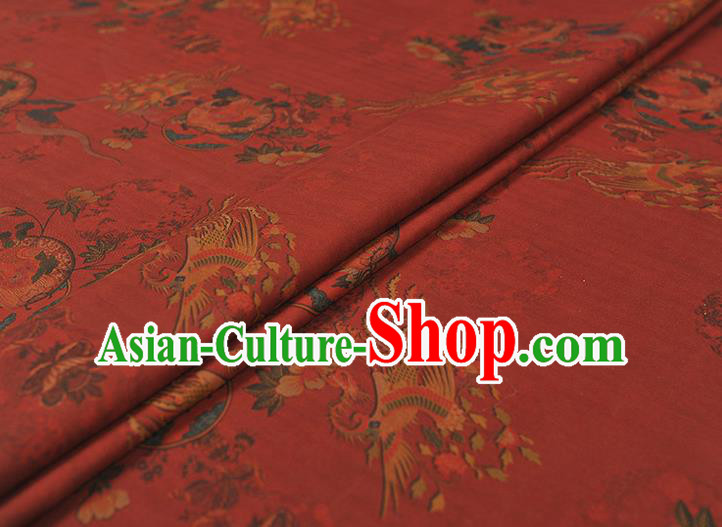Chinese Classical Cheongsam Material Red Gambiered Guangdong Gauze Traditional Phoenix Pattern Silk Fabric Chinese Classical Cheongsam Material Red Gambiered Guangdong Gauze Traditional Phoenix Pattern Silk Fabric