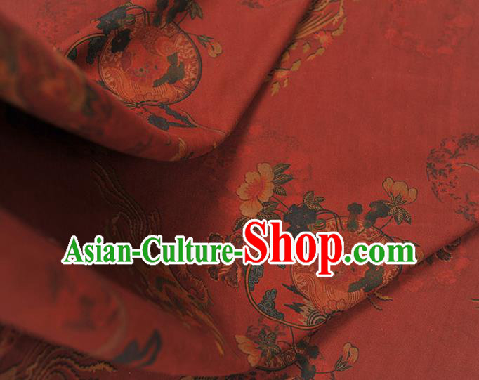 Chinese Classical Cheongsam Material Red Gambiered Guangdong Gauze Traditional Phoenix Pattern Silk Fabric Chinese Classical Cheongsam Material Red Gambiered Guangdong Gauze Traditional Phoenix Pattern Silk Fabric