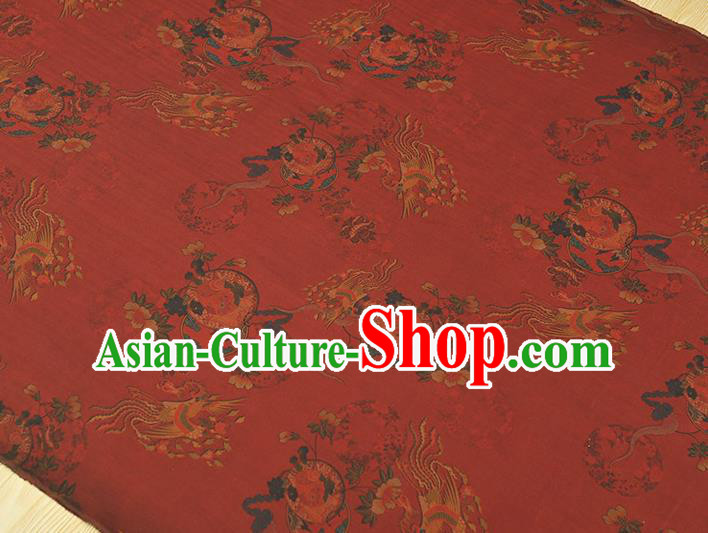 Chinese Classical Cheongsam Material Red Gambiered Guangdong Gauze Traditional Phoenix Pattern Silk Fabric Chinese Classical Cheongsam Material Red Gambiered Guangdong Gauze Traditional Phoenix Pattern Silk Fabric