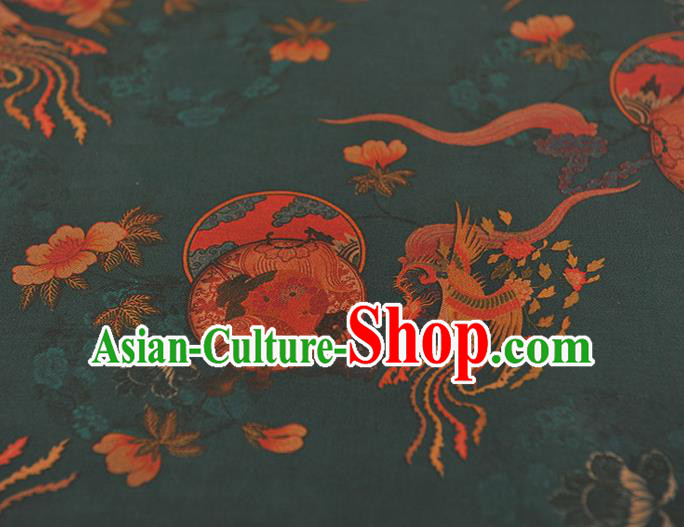 Chinese Gambiered Guangdong Gauze Classical Cheongsam Material Traditional Phoenix Pattern Atrovirens Silk Fabric Chinese Gambiered Guangdong Gauze Classical Cheongsam Material Traditional Phoenix Pattern Atrovirens Silk Fabric