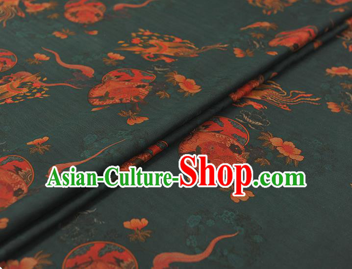Chinese Gambiered Guangdong Gauze Classical Cheongsam Material Traditional Phoenix Pattern Atrovirens Silk Fabric Chinese Gambiered Guangdong Gauze Classical Cheongsam Material Traditional Phoenix Pattern Atrovirens Silk Fabric