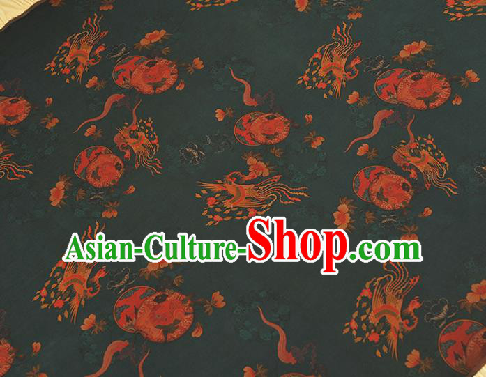 Chinese Gambiered Guangdong Gauze Classical Cheongsam Material Traditional Phoenix Pattern Atrovirens Silk Fabric Chinese Gambiered Guangdong Gauze Classical Cheongsam Material Traditional Phoenix Pattern Atrovirens Silk Fabric