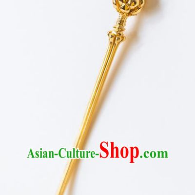 China Ancient Hanfu Hair Jewelry Ming Dynasty Gilding Lotus Hairpin Traditional Noble Lady Hair Accessories