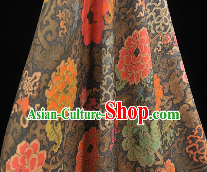Top Chinese Classical Cheongsam Black Silk Material Traditional Flowers Pattern Gambiered Guangdong Gauze Fabric Top Chinese Classical Cheongsam Black Silk Material Traditional Flowers Pattern Gambiered Guangdong Gauze Fabric