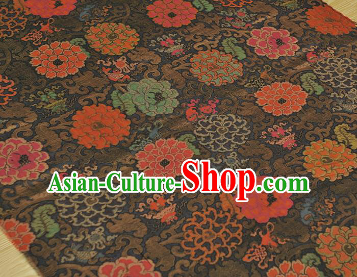 Top Chinese Classical Cheongsam Black Silk Material Traditional Flowers Pattern Gambiered Guangdong Gauze Fabric Top Chinese Classical Cheongsam Black Silk Material Traditional Flowers Pattern Gambiered Guangdong Gauze Fabric
